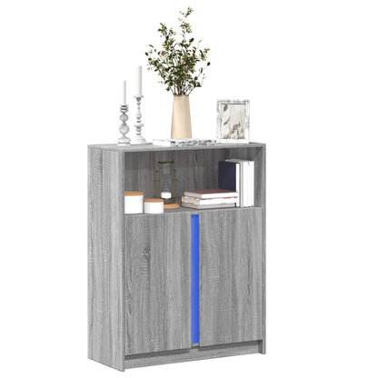 Credenza con LED Grigio Sonoma 77x34x100cm in Legno Multistrato - homemem39