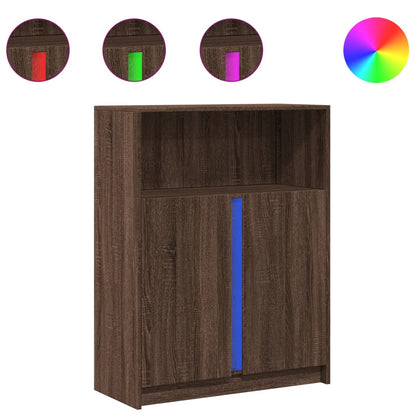 Credenza con LED Rovere Marrone 77x34x100 cm Legno Multistrato - homemem39