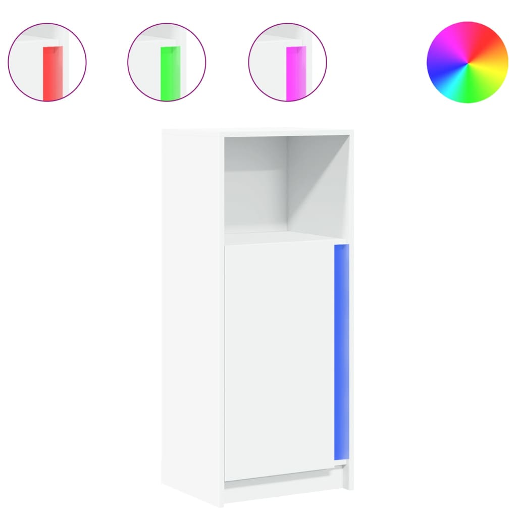 Credenza con LED Bianca 42,5x34x100 cm in Legno Multistrato - homemem39