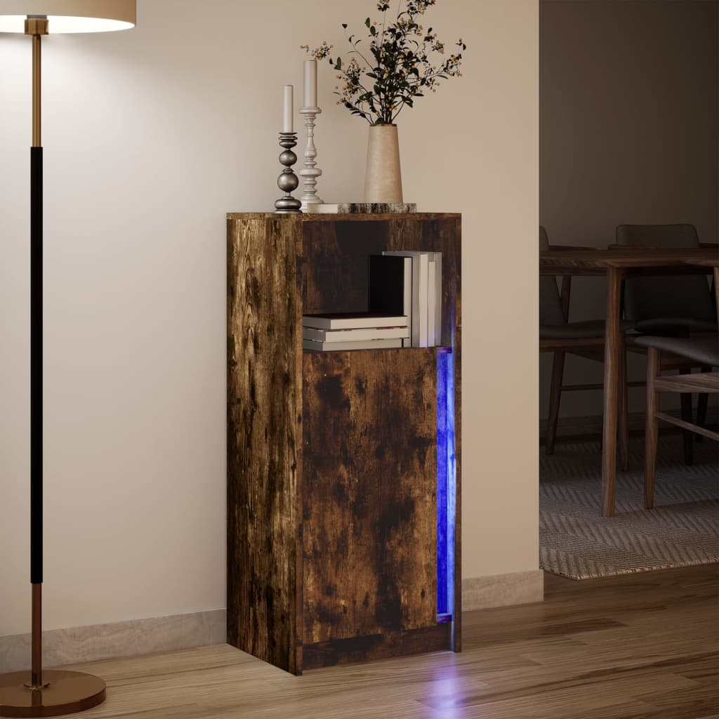 Credenza con LED Rovere Fumo 42,5x34x100cm in Legno Multistrato - homemem39