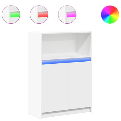 Credenza con LED Bianca 72x34x100 cm in Legno Multistrato - homemem39