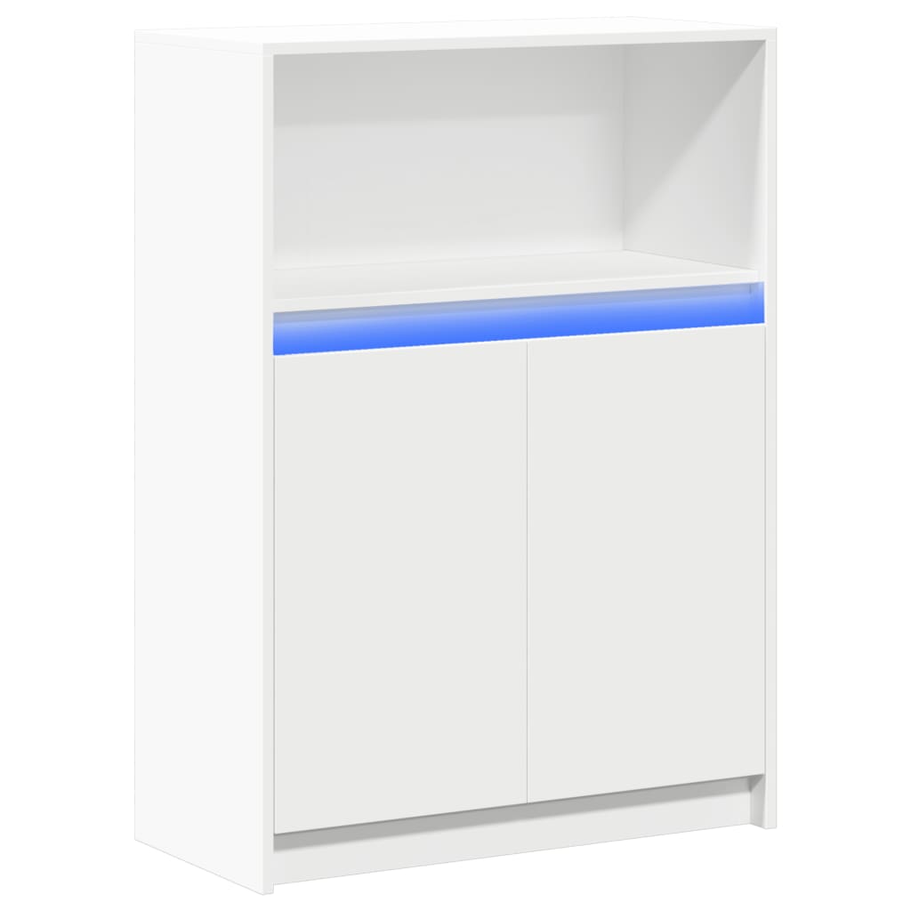Credenza con LED Bianca 72x34x100 cm in Legno Multistrato - homemem39