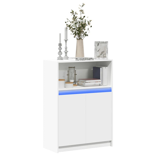 Credenza con LED Bianca 72x34x100 cm in Legno Multistrato - homemem39