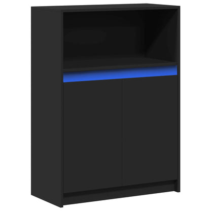 Credenza con LED Nera 72x34x100 cm in Legno Multistrato - homemem39
