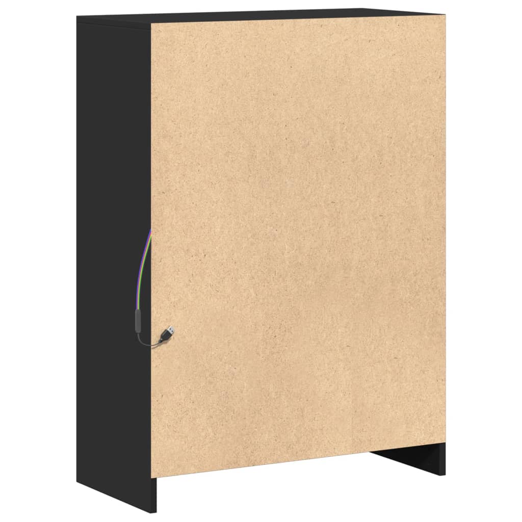 Credenza con LED Nera 72x34x100 cm in Legno Multistrato - homemem39