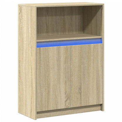 Credenza con LED Rovere Sonoma 72x34x100cm in Legno Multistrato - homemem39