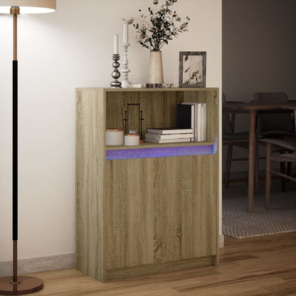 Credenza con LED Rovere Sonoma 72x34x100cm in Legno Multistrato - homemem39