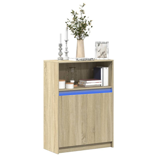 Credenza con LED Rovere Sonoma 72x34x100cm in Legno Multistrato - homemem39