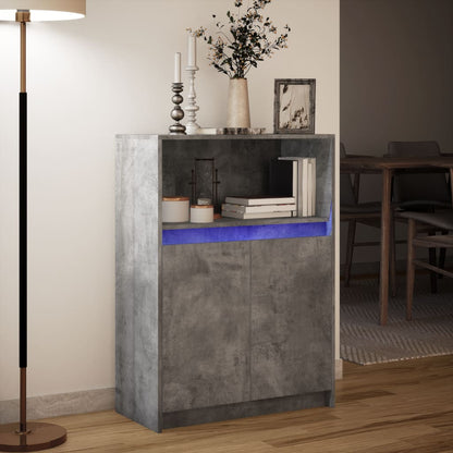 Credenza con LED Grigio Cemento 72x34x100 cm Legno Multistrato - homemem39