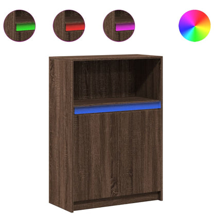 Credenza con LED Rovere Marrone 72x34x100 cm Legno Multistrato - homemem39