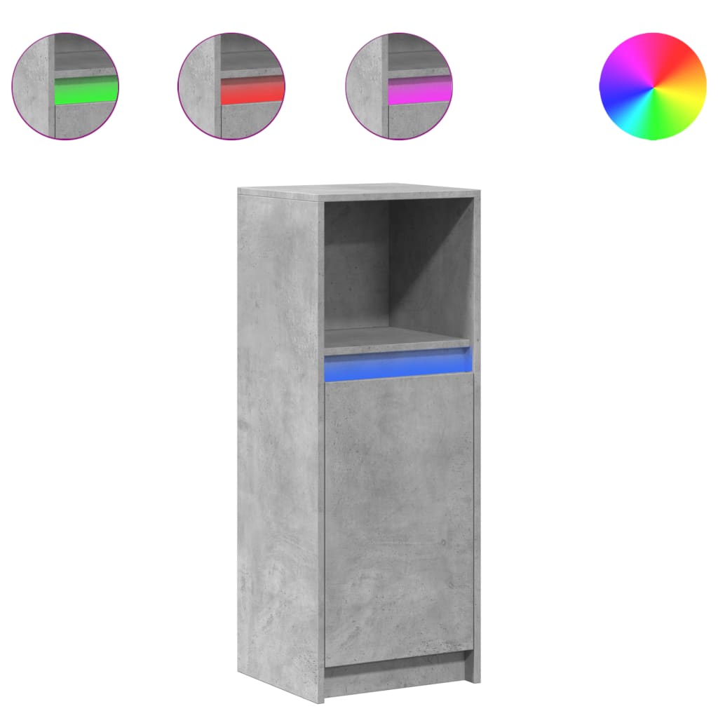 Credenza con LED Grigio Cemento 38x34x100 cm Legno Multistrato