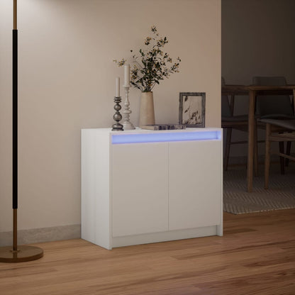 Credenza con LED Bianca 72x34x61 cm in Legno Multistrato - homemem39
