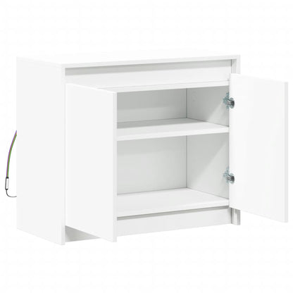 Credenza con LED Bianca 72x34x61 cm in Legno Multistrato - homemem39