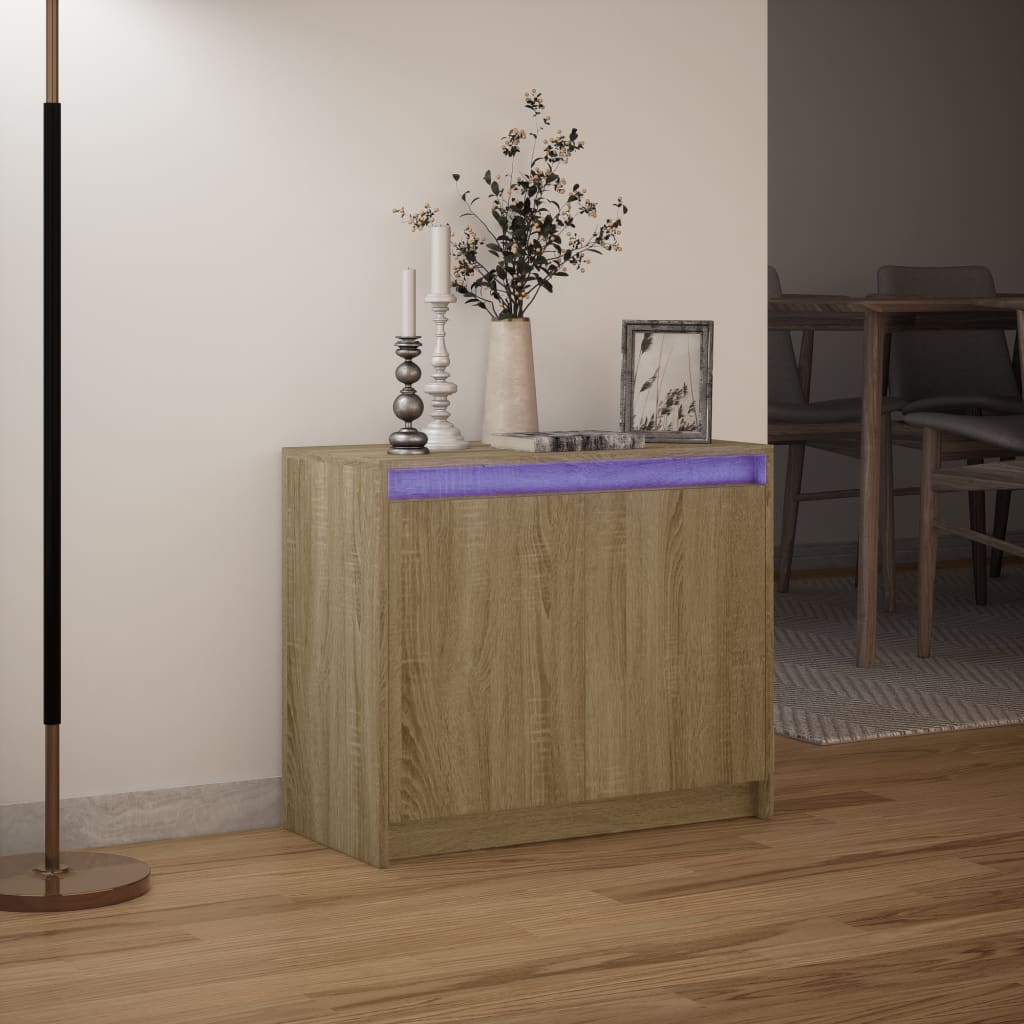 Credenza con LED Rovere Sonoma 72x34x61 cm in Legno Multistrato - homemem39
