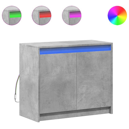 Credenza con LED Grigio Cemento 72x34x61 cm Legno Multistrato - homemem39