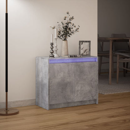 Credenza con LED Grigio Cemento 72x34x61 cm Legno Multistrato - homemem39