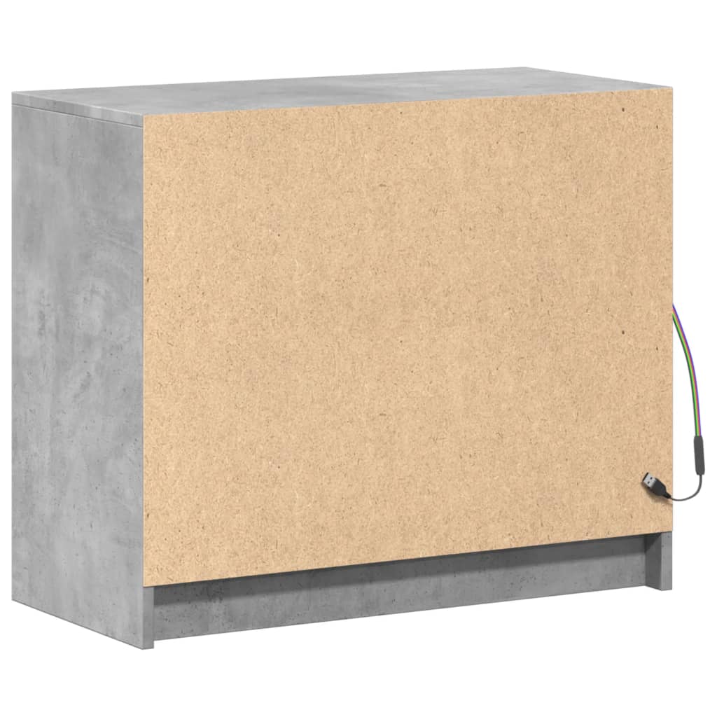 Credenza con LED Grigio Cemento 72x34x61 cm Legno Multistrato - homemem39