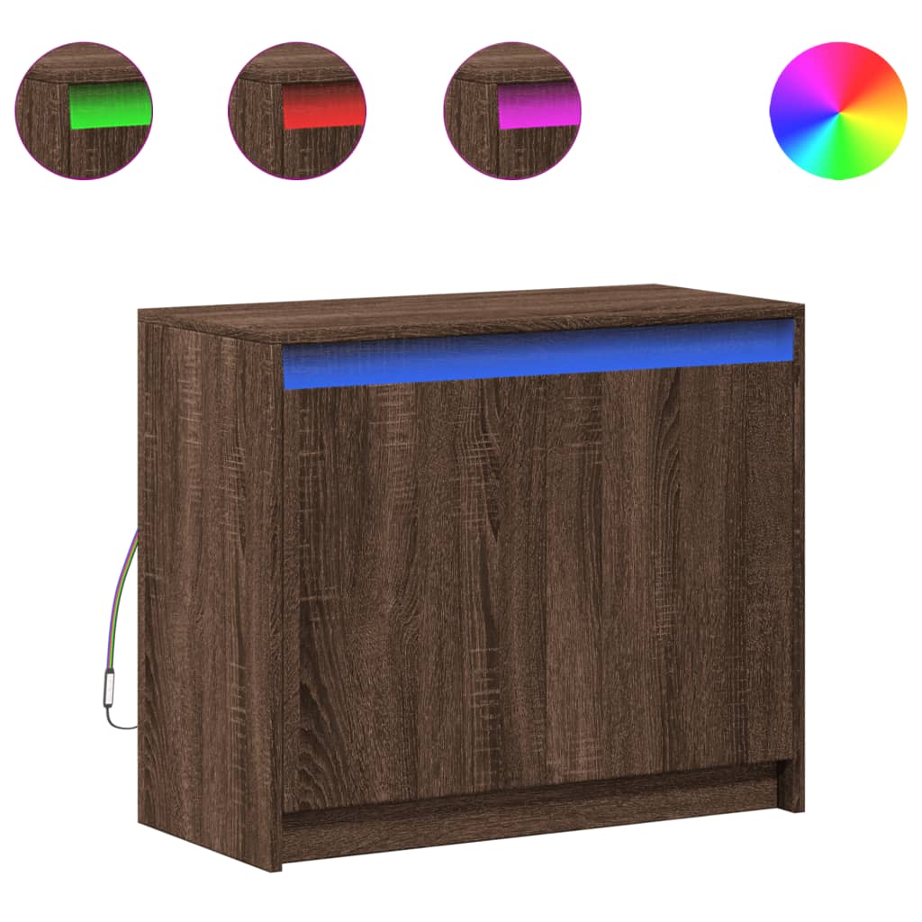 Credenza con LED Rovere Marrone 72x34x61 cm Legno Multistrato - homemem39