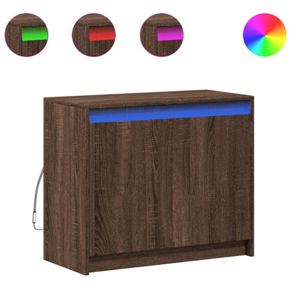 Credenza con LED Rovere Marrone 72x34x61 cm Legno Multistrato - homemem39