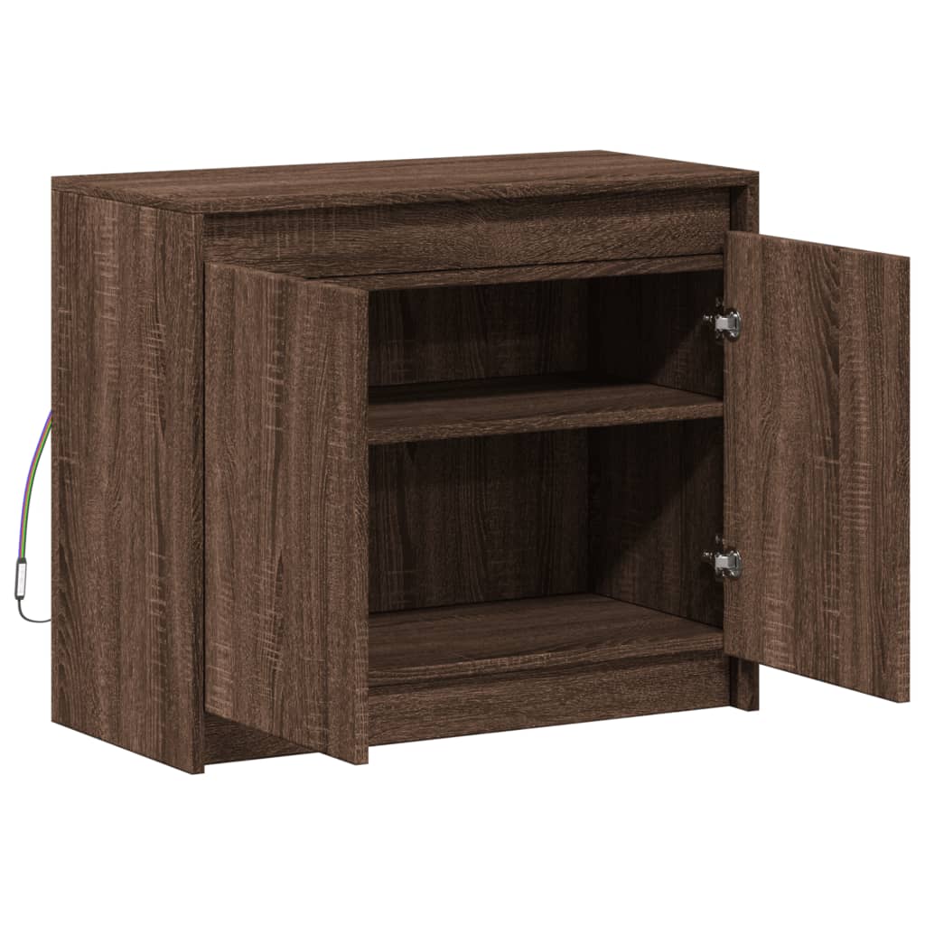 Credenza con LED Rovere Marrone 72x34x61 cm Legno Multistrato - homemem39