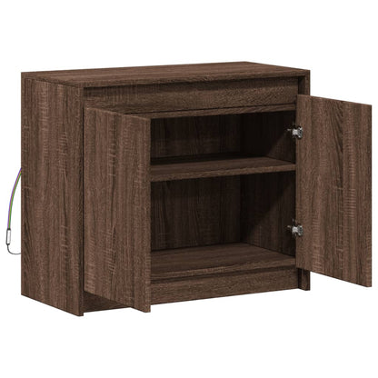 Credenza con LED Rovere Marrone 72x34x61 cm Legno Multistrato - homemem39