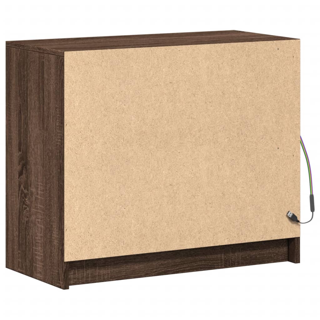 Credenza con LED Rovere Marrone 72x34x61 cm Legno Multistrato - homemem39