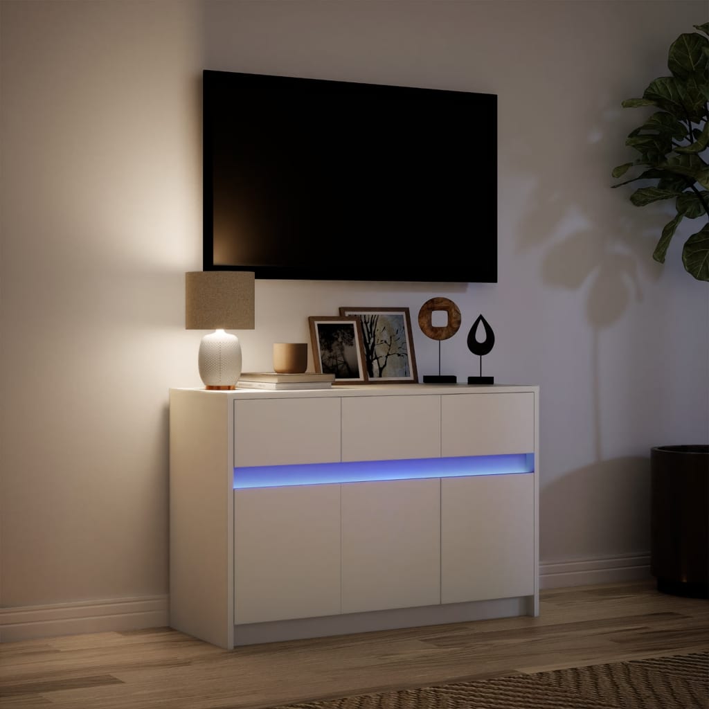 Mobile Porta TV con LED Bianco 91x34x61 cm in Truciolato | homemem39