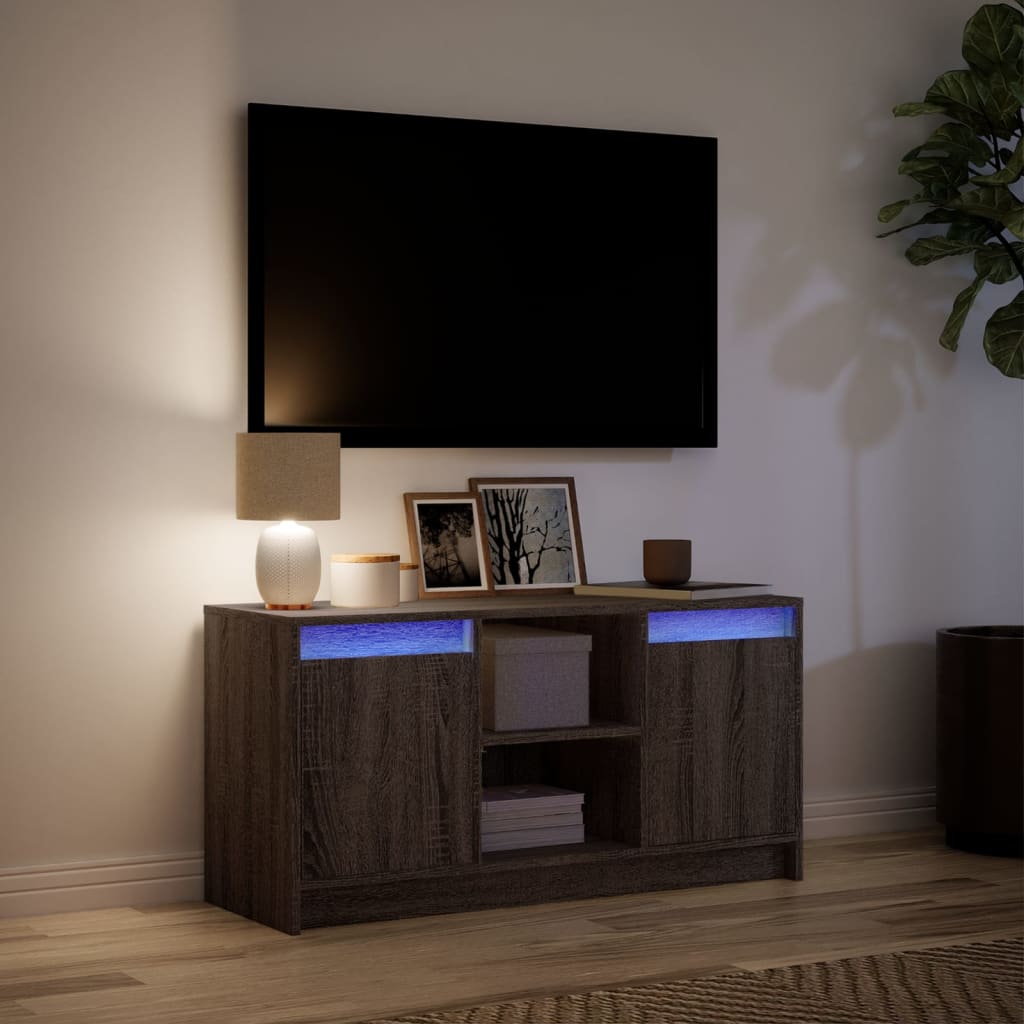 Mobile Porta TV con LED Rovere Marrone 100x34x50 cm Truciolato - homemem39