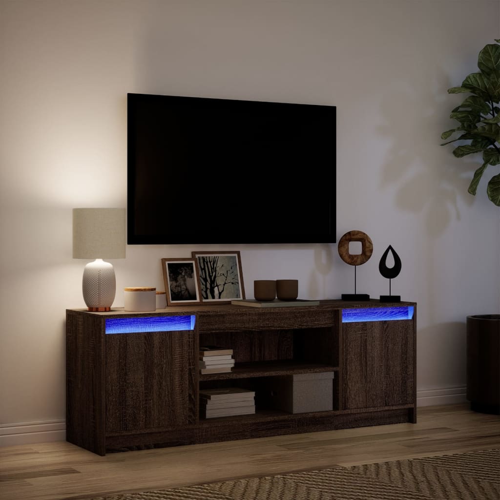 Mobile Porta TV con LED Rovere Marrone 139,5x34x50cm Truciolato - homemem39