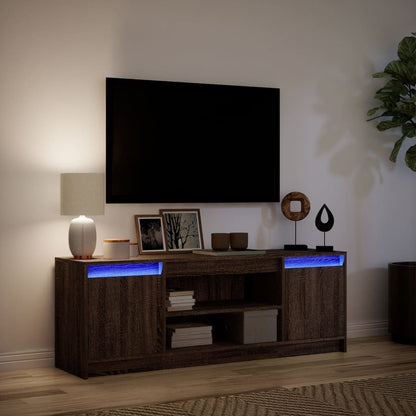 Mobile Porta TV con LED Rovere Marrone 139,5x34x50cm Truciolato - homemem39