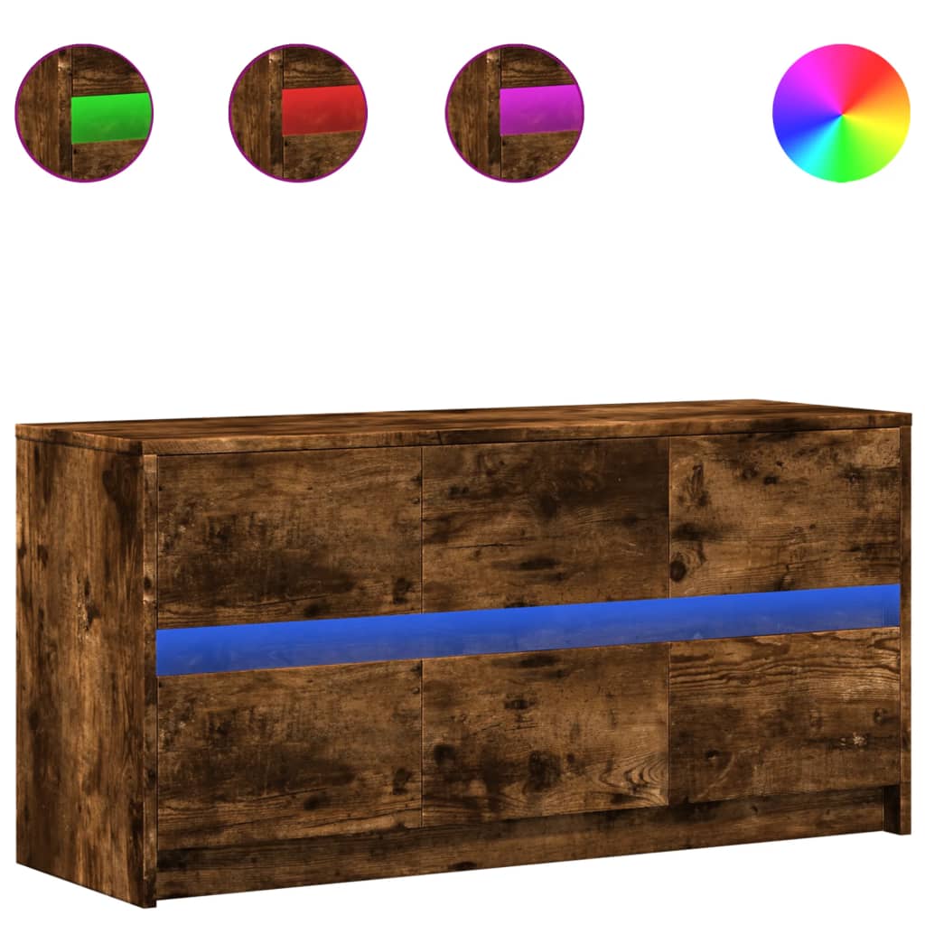 Mobile Porta TV con LED Rovere Fumo 100x34x50 cm in Truciolato - homemem39