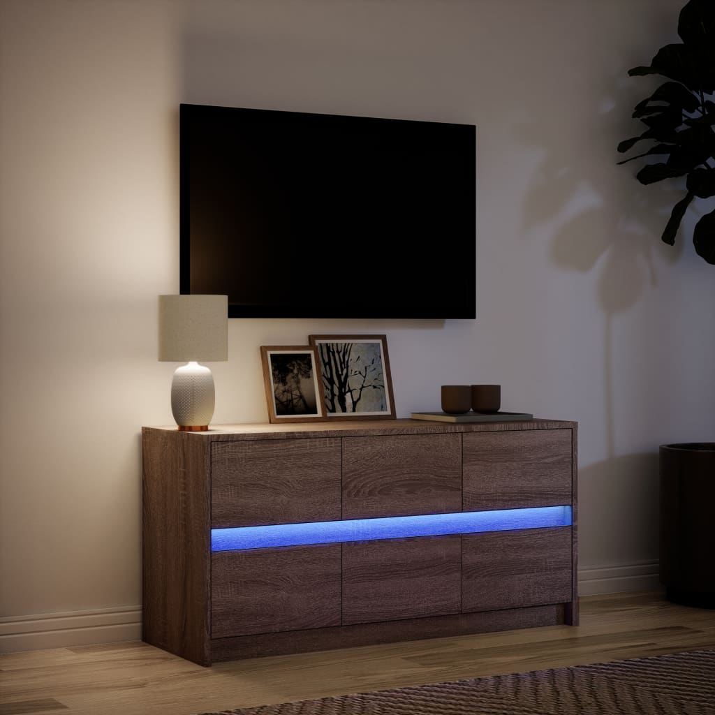Mobile Porta TV con LED Rovere Marrone 100x34x50 cm Truciolato - homemem39