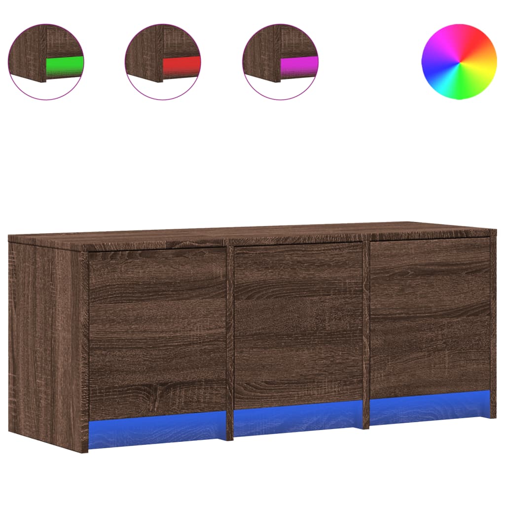 Mobile Porta TV con LED Rovere Marrone 97x34x40 cm Truciolato - homemem39