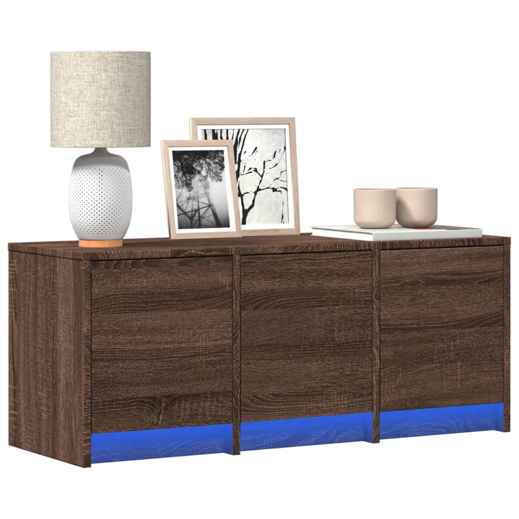 Mobile Porta TV con LED Rovere Marrone 97x34x40 cm Truciolato - homemem39