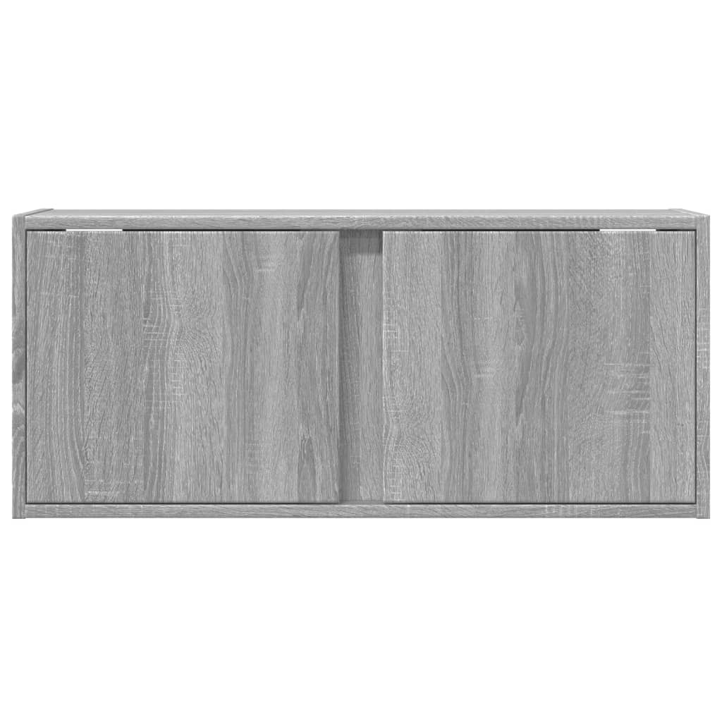 Mobile TV a Parete con Luci LED Grigio Sonoma 80x31x35 cm - homemem39