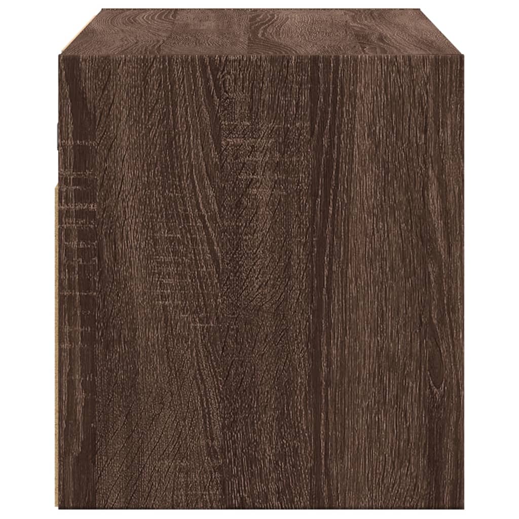 Mobile TV a Parete con Luci LED Rovere Marrone 80x31x35 cm - homemem39