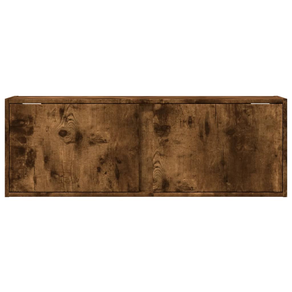 Mobile TV a Parete con Luci LED Rovere Fumo 100x31x35 cm - homemem39