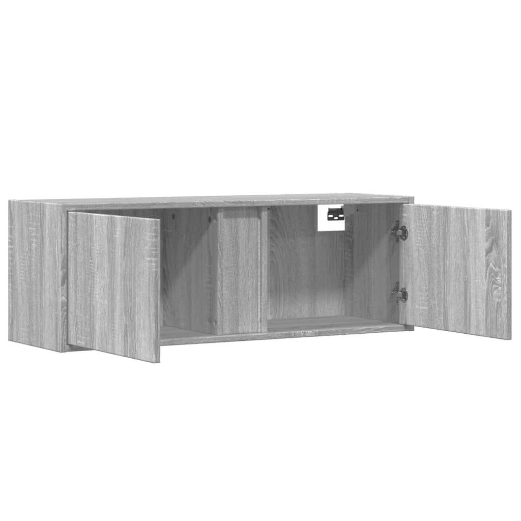 Mobile TV a Parete con Luci LED Grigio Sonoma 100x31x35 cm | homemem39