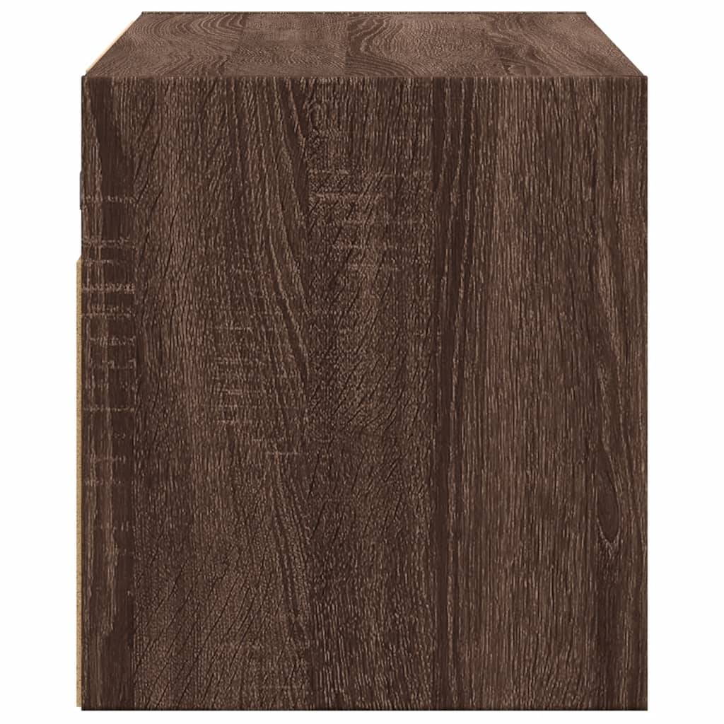 Mobile TV a Parete con Luci LED Rovere Marrone 100x31x35 cm