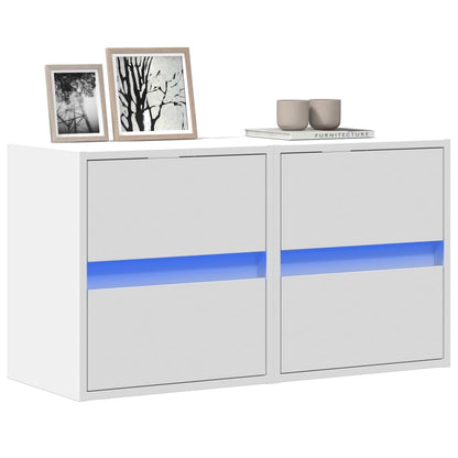 Mobili TV a Parete con Luci LED 2pz Bianchi