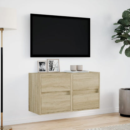 Mobili TV a Parete con Luci LED 2pz