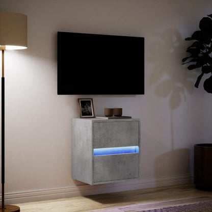 Mobile TV a Parete con Luci LED Grigio Cemento 41x31x45 cm
