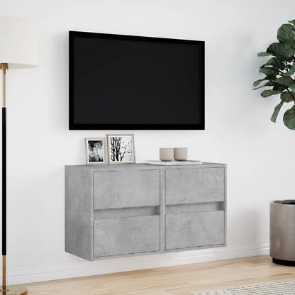 Mobili TV a Parete con Luci LED 2pz