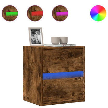 Mobile TV a Parete con Luci LED Rovere Fumo 41x31x45 cm - homemem39