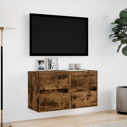 Mobili TV a Parete con Luci LED 2pz