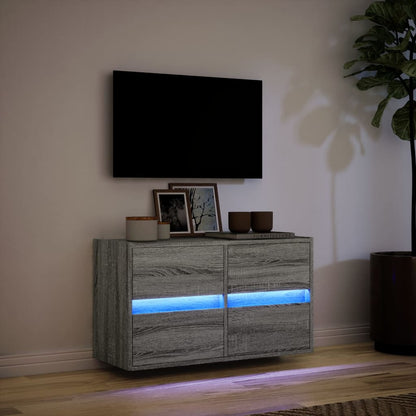 Mobile TV a Parete con Luci LED Grigio Sonoma 80x31x45 cm - homemem39