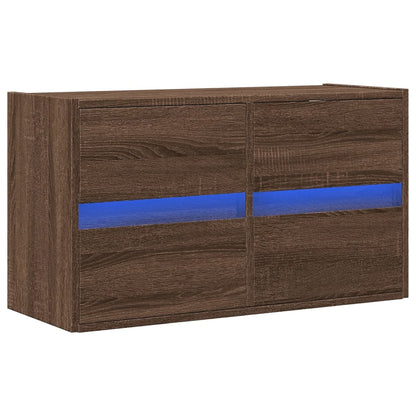 Mobile TV a Parete con Luci LED Rovere Marrone 80x31x45 cm - homemem39