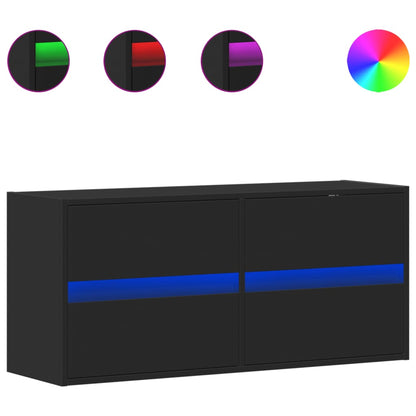 Mobile TV a Parete con Luci LED Nero 100x31x45 cm - homemem39