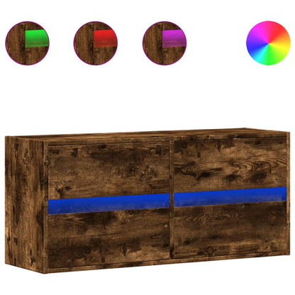 Mobile TV a Parete con Luci LED Rovere Fumo 100x31x45 cm - homemem39