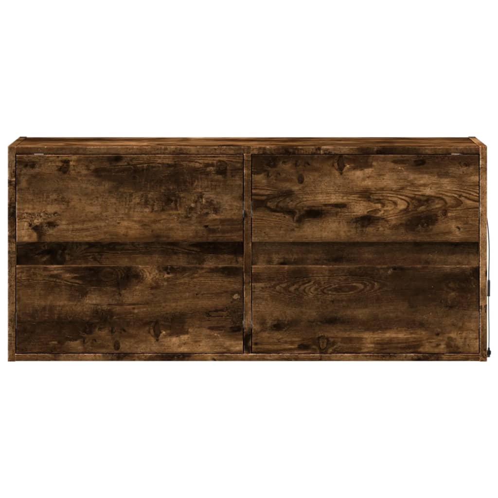 Mobile TV a Parete con Luci LED Rovere Fumo 100x31x45 cm - homemem39